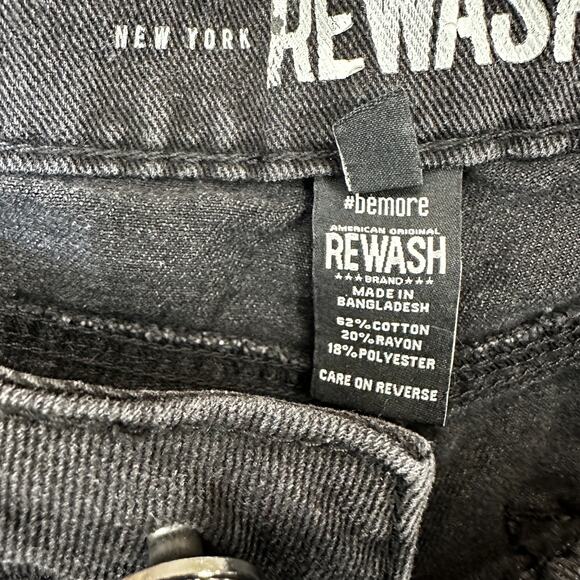 Rewash Brand Jeans Womans 9/29 Black Denim High Rise Raw Hem Distressed Stretch - Picture 6 of 12